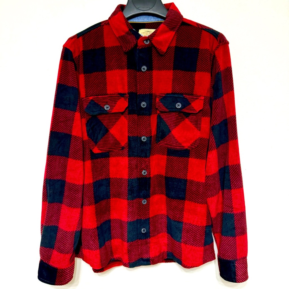 Telluride Clothing Plaid Fleece Collar Stretch Lightweight Men’s Shirt Jackets S